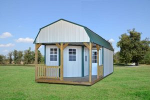 painted Deluxe Lofted Cabins from Derksen Buildings for sale or rent to own in Natchez MS by Blaylock Portable Buildings