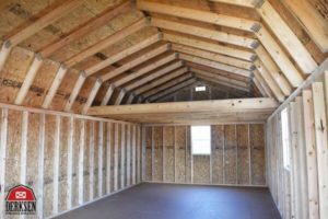 Lofted building interior view for sale or rent to own in Natchez MS by Blaylock Portable Buildings