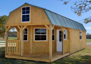 Treated Wood Deluxe Lofted Barn Cabins for sale or rent to own in Natchez MS by Blaylock Portable Buildings