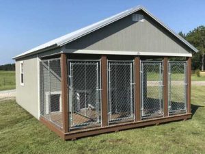 Four box Dog Kennels for sale or rent to own in Natchez MS by Blaylock Portable Buildings