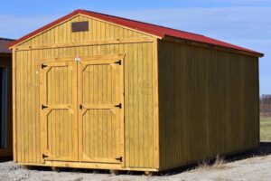 this is a treated wood utility building for sale or rent to own in Natchez MS by Blaylock Portable Buildings